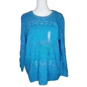 Jones New York sport NEW women's blue knit 3/4 sleeve sweater size large